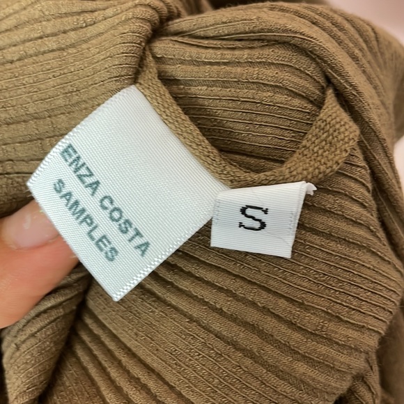 Enza Costa Compact Cotton Rib Scoop Back Midi Dress in Fatigue - Picture 7 of 7